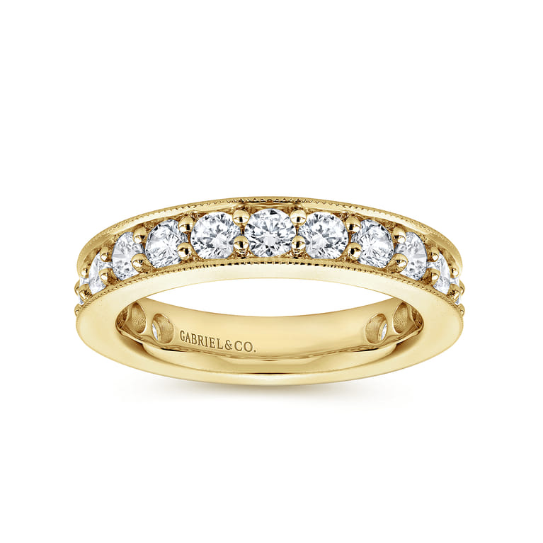 Eternity Band Wedding Ring in 14k Yellow Gold with Round Natural Diamond at Gabriel & Co. - Shot 4