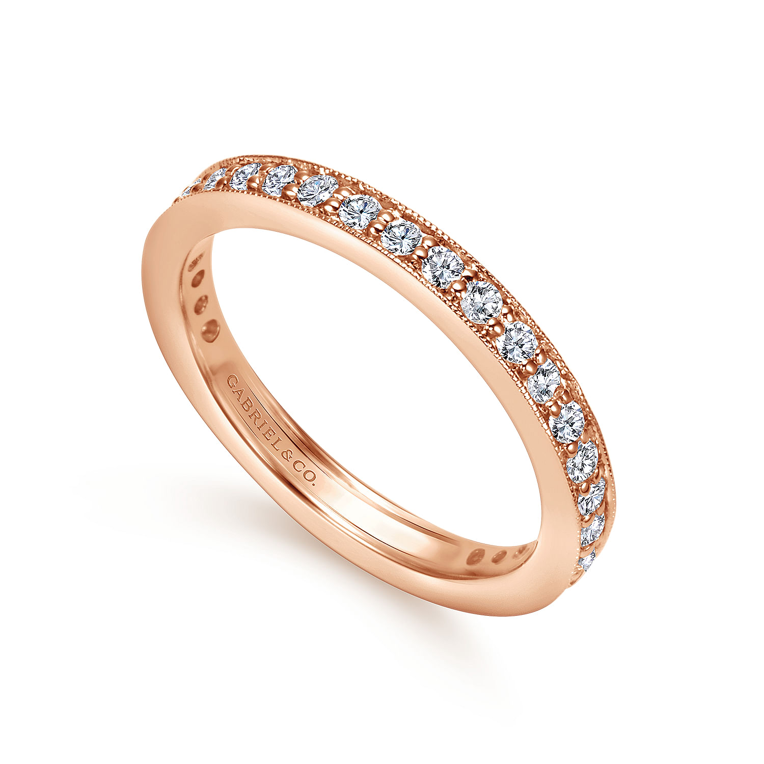 Calabria - Vintage Inspired 14K Rose Gold Channel Prong Set Diamond Eternity Band - 0.5 ct - Shot 3