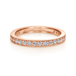 Calabria - Vintage Inspired 14K Rose Gold Channel Prong Set Diamond Eternity Band