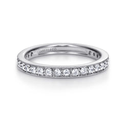 Calabria - Vintage Inspired 14K White Gold Channel Prong Set Diamond Eternity Band