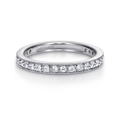Calabria - Vintage Inspired 14K White Gold Channel Prong Set Diamond Eternity Band