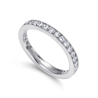 Calabria - Vintage Inspired 14K White Gold Channel Prong Set Diamond Eternity Band
