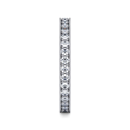 Calabria - Vintage Inspired 14K White Gold Channel Prong Set Diamond Eternity Band