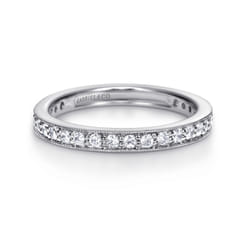 Calabria - Vintage Inspired 14K White Gold Channel Prong Set Diamond Eternity Band