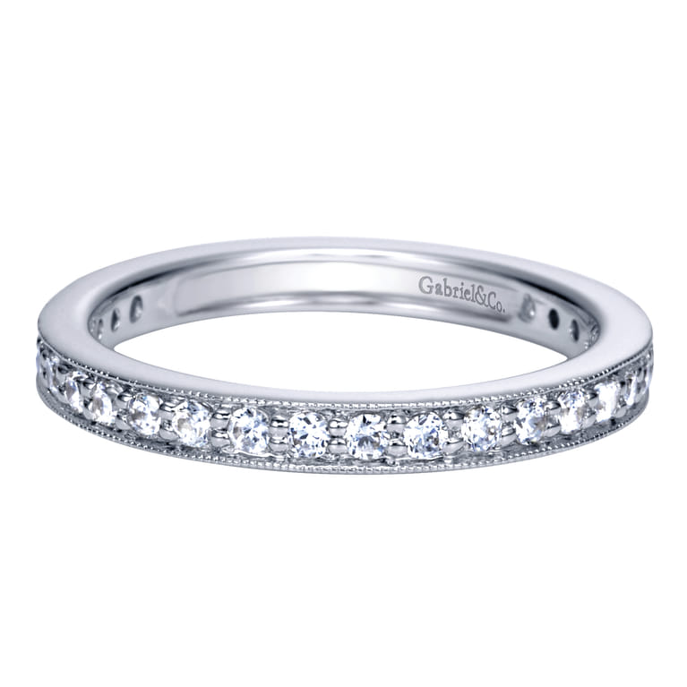 Eternity Band Wedding Ring in 14k White Gold with Round Natural Diamond at Gabriel & Co. - Shot 1