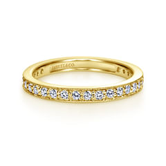 Calabria - Vintage Inspired 14K Yellow Gold Channel Prong Set Diamond Eternity Band