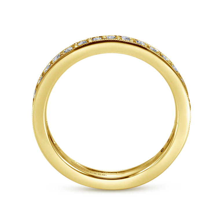 Eternity Band Wedding Ring in 14k Yellow Gold with Round Natural Diamond at Gabriel & Co. - Shot 2