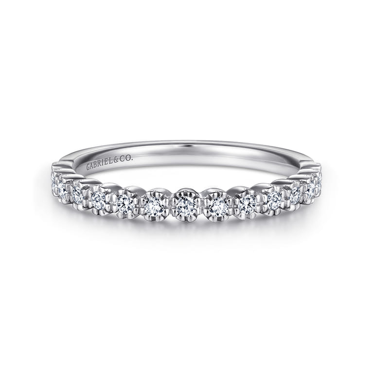 Straight Wedding Ring in 14k White Gold with Round Natural Diamond at Gabriel & Co. - Shot 1