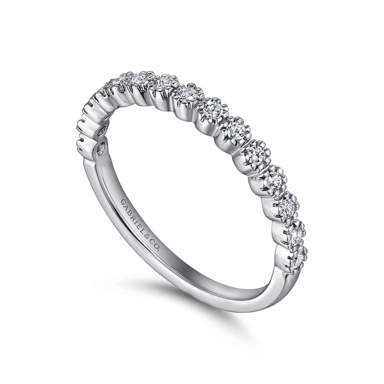 Straight Wedding Ring in 14k White Gold with Round Natural Diamond at Gabriel & Co. - Shot 3