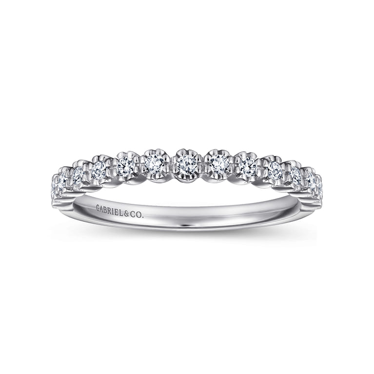 Straight Wedding Ring in 14k White Gold with Round Natural Diamond at Gabriel & Co. - Shot 4