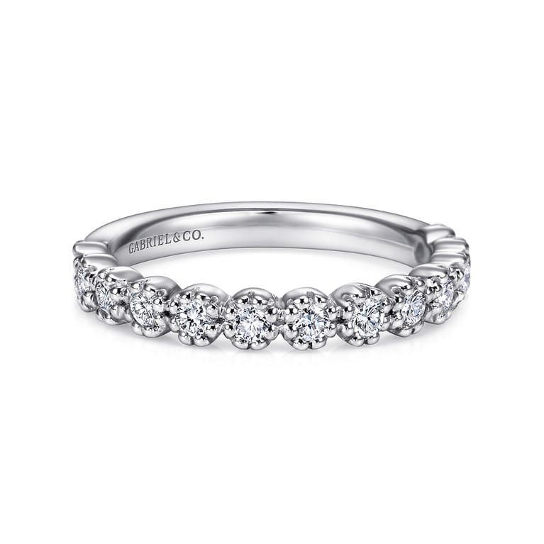Straight Wedding Ring in 14k White Gold with Round Natural Diamond at Gabriel & Co. - Shot 1
