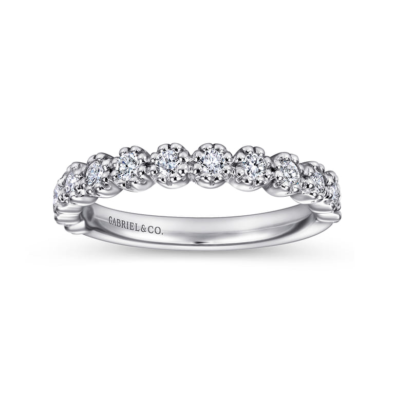 Straight Wedding Ring in 14k White Gold with Round Natural Diamond at Gabriel & Co. - Shot 4