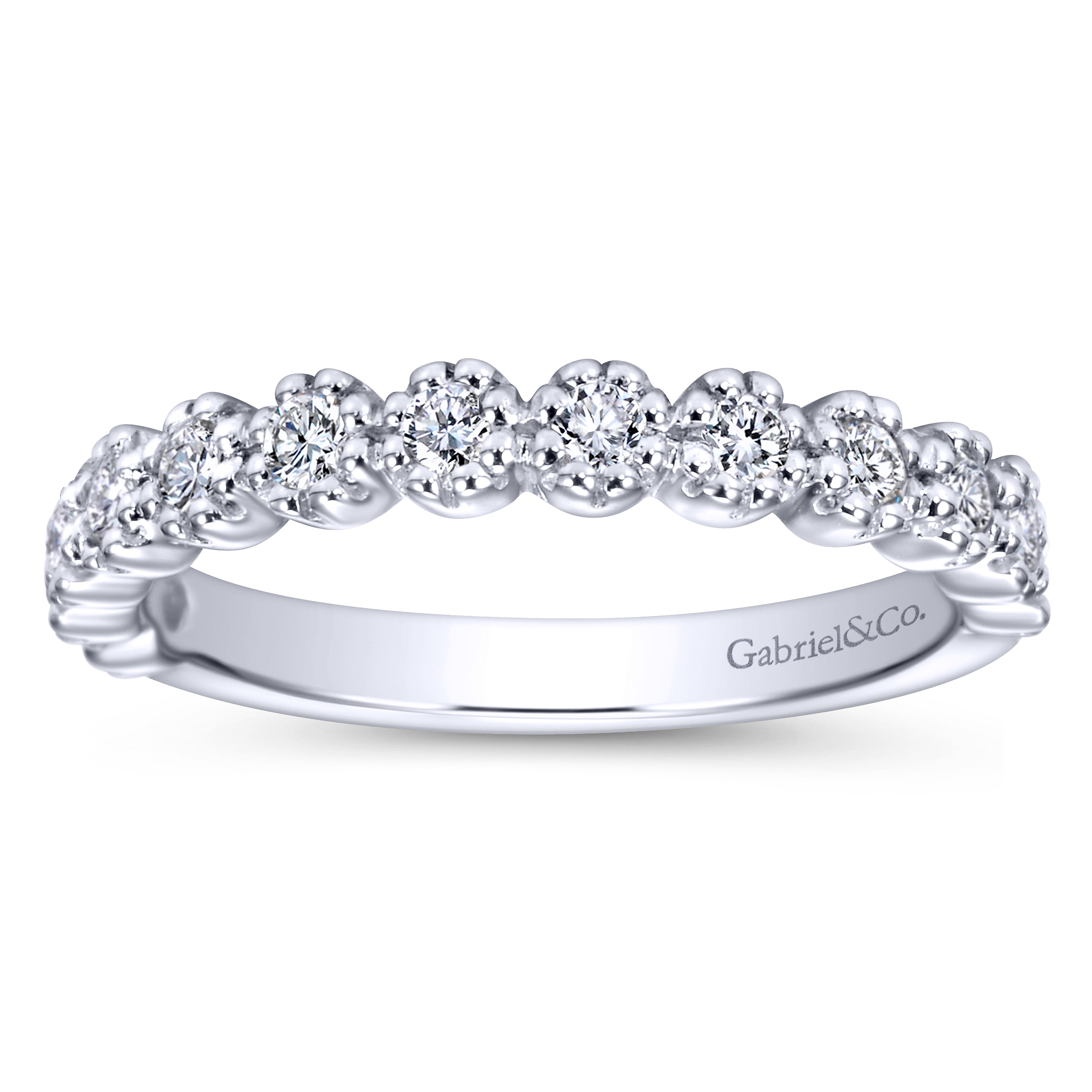 Straight Wedding Ring in 14k White Gold with Round Natural Diamond at Gabriel & Co. - Shot 5