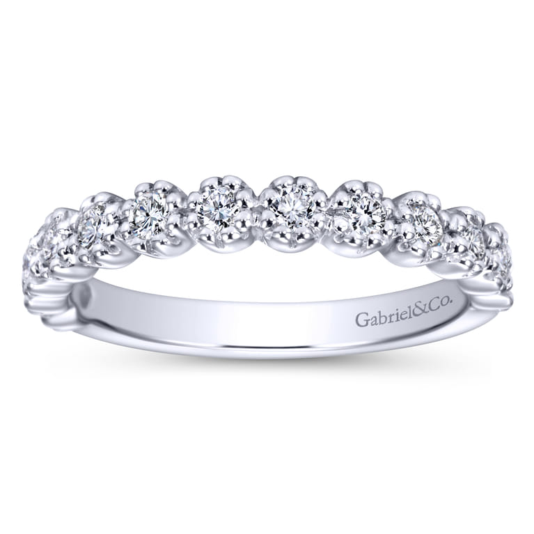 Straight Wedding Ring in 14k White Gold with Round Natural Diamond at Gabriel & Co. - Shot 5