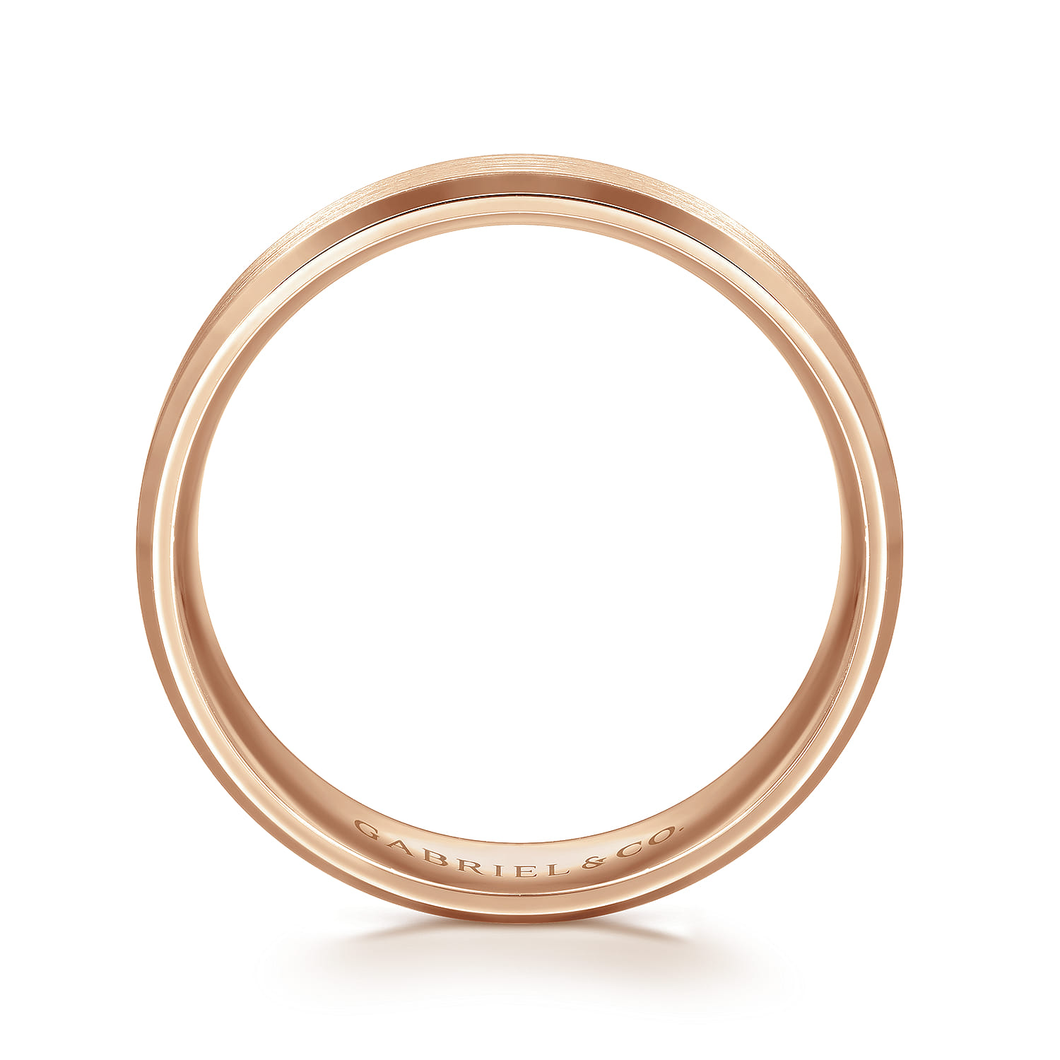 Caleb - 14K Rose Gold 6mm - Satin Finish Men's Wedding Band with Beveled Edge - Shot 2