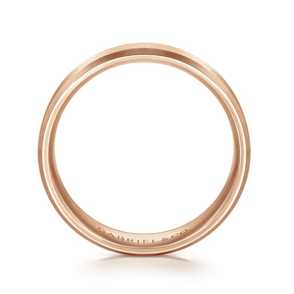 Caleb - 14K Rose Gold 6mm - Satin Finish Men's Wedding Band with Beveled Edge