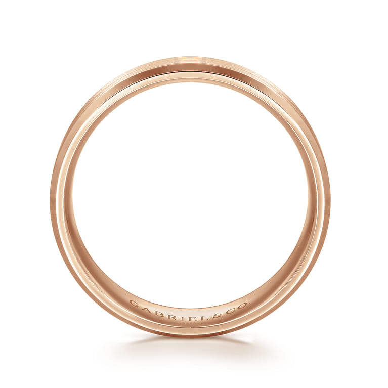 Caleb - 14K Rose Gold 6mm - Satin Finish Men's Wedding Band with Beveled Edge - Shot 2