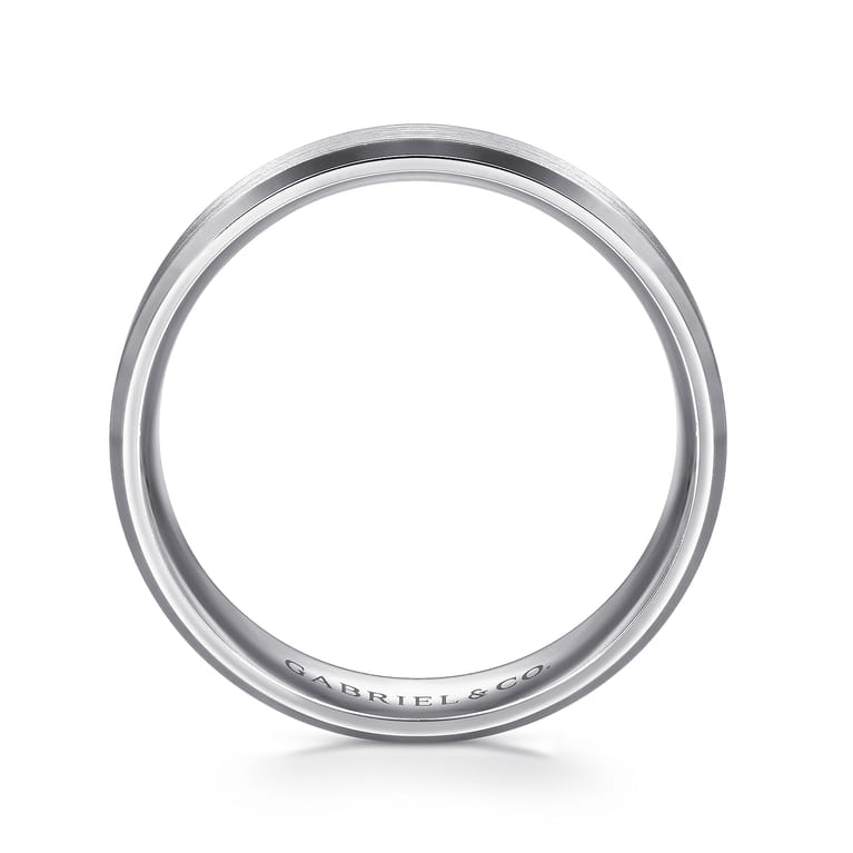 Caleb - 14K White Gold 6mm - Satin Finish Men's Wedding Band with Beveled Edge - Shot 2