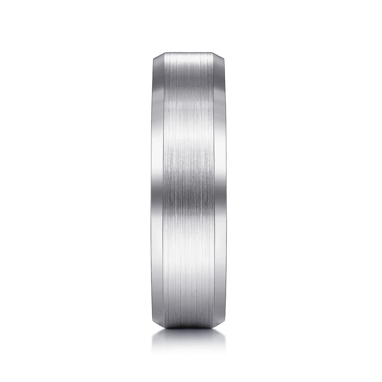 Caleb - 14K White Gold 6mm - Satin Finish Men's Wedding Band with Beveled Edge - Shot 4