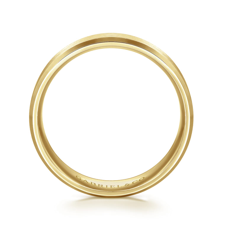 Caleb - 14K Yellow Gold 6mm - Satin Finish Men's Wedding Band with Beveled Edge - Shot 2