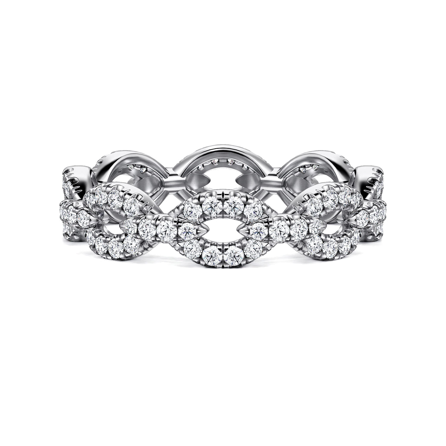Eternity Band Wedding Ring in 14k White Gold with Round Natural Diamond at Gabriel & Co. - Shot 1