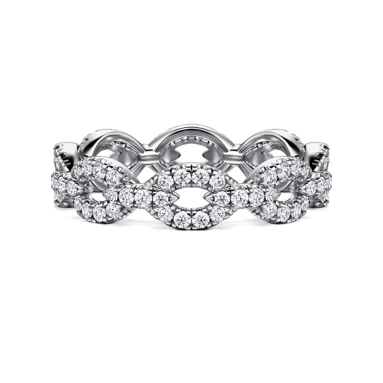 Eternity Band Wedding Ring in 14k White Gold with Round Natural Diamond at Gabriel & Co. - Shot 1