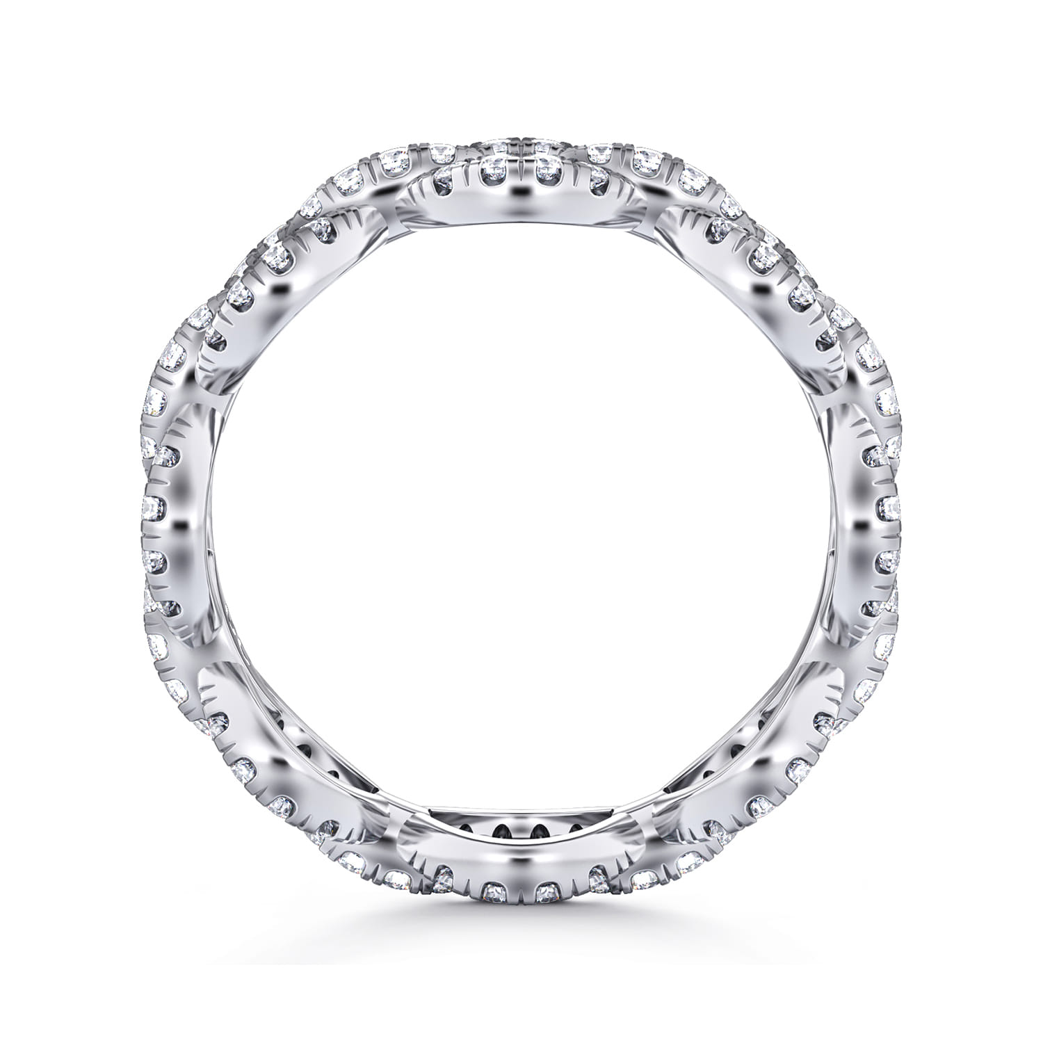 Eternity Band Wedding Ring in 14k White Gold with Round Natural Diamond at Gabriel & Co. - Shot 2