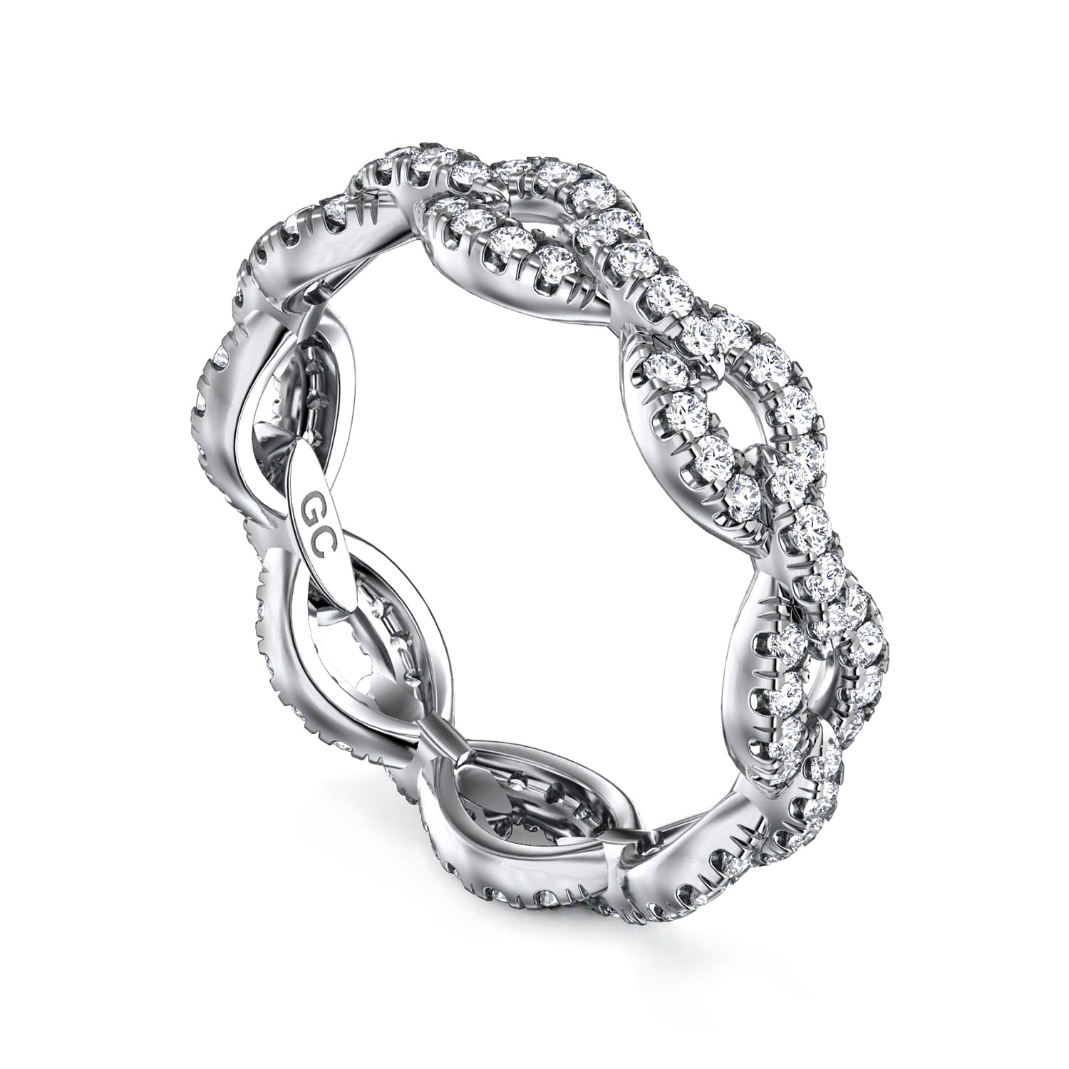 Eternity Band Wedding Ring in 14k White Gold with Round Natural Diamond at Gabriel & Co. - Shot 3