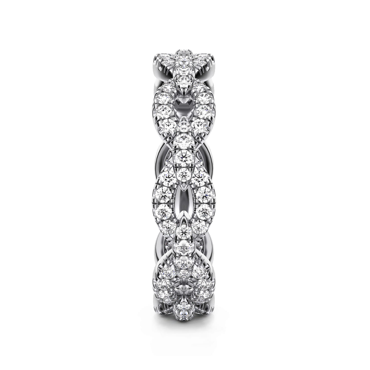Eternity Band Wedding Ring in 14k White Gold with Round Natural Diamond at Gabriel & Co. - Shot 4