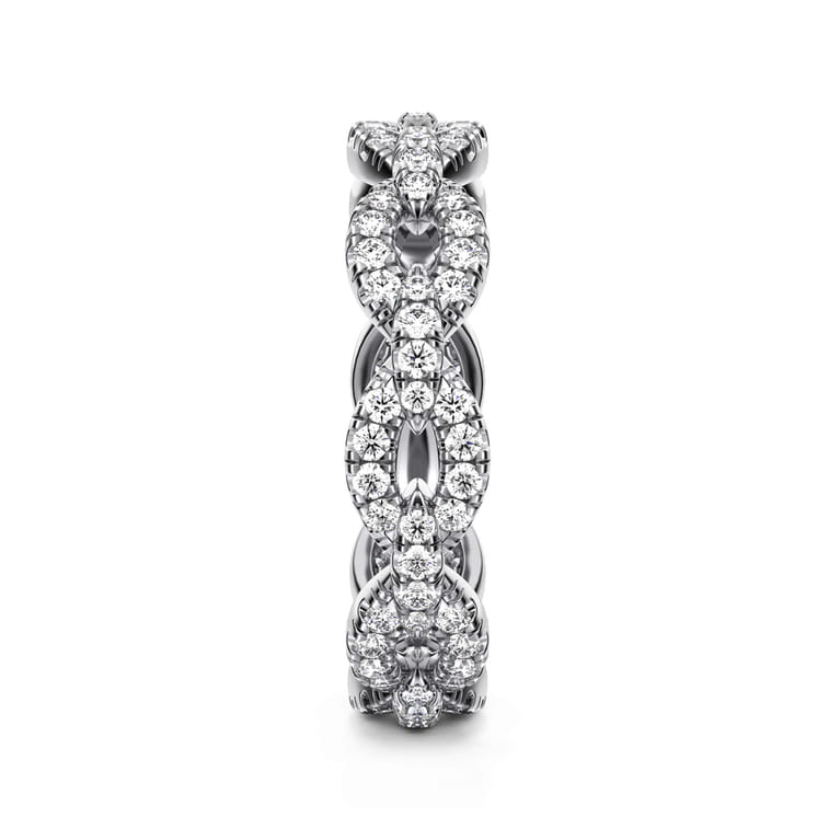 Eternity Band Wedding Ring in 14k White Gold with Round Natural Diamond at Gabriel & Co. - Shot 4