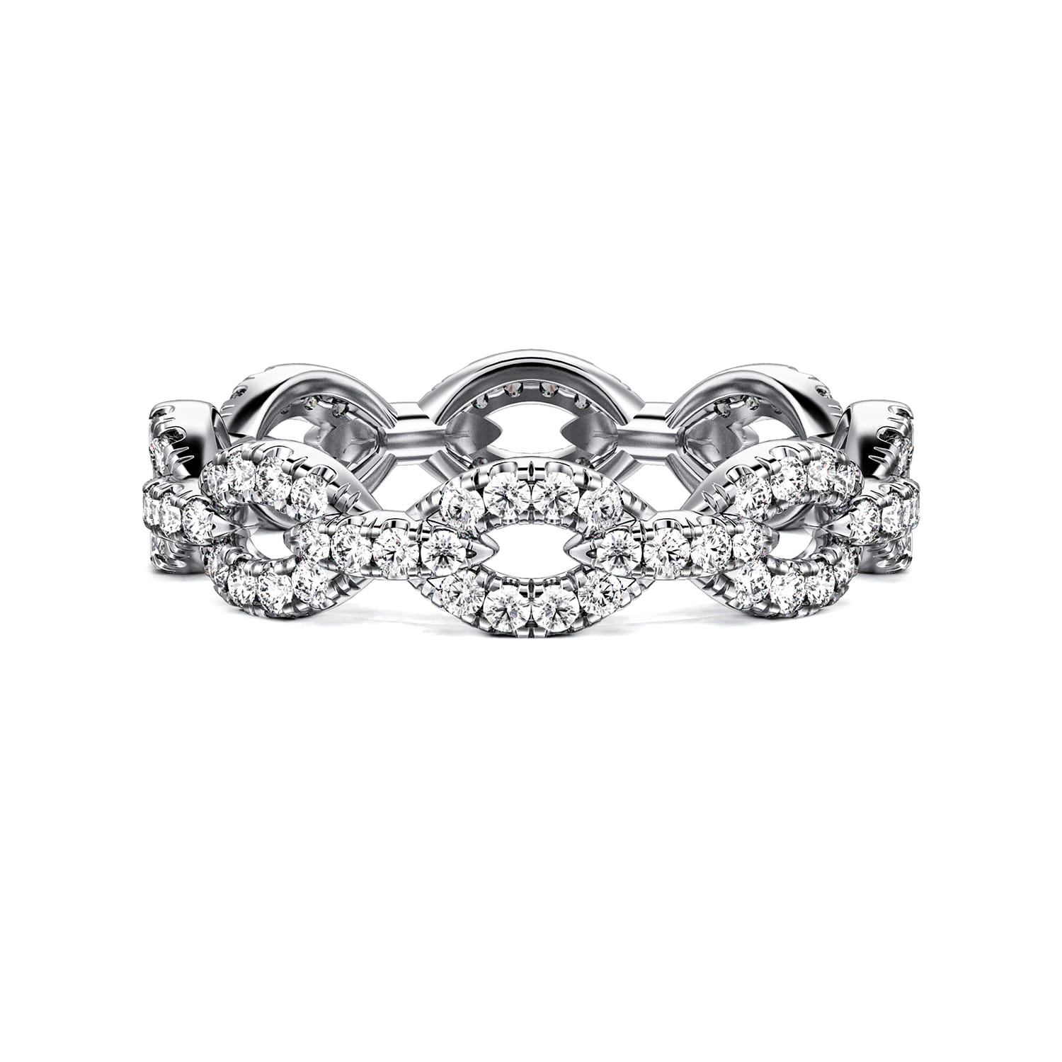 Eternity Band Wedding Ring in 14k White Gold with Round Natural Diamond at Gabriel & Co. - Shot 1
