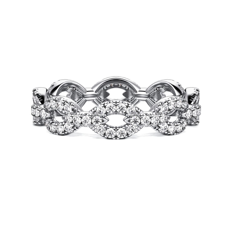 Eternity Band Wedding Ring in 14k White Gold with Round Natural Diamond at Gabriel & Co. - Shot 1