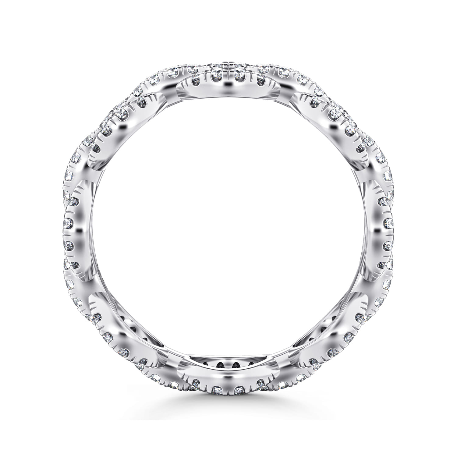 Eternity Band Wedding Ring in 14k White Gold with Round Natural Diamond at Gabriel & Co. - Shot 2