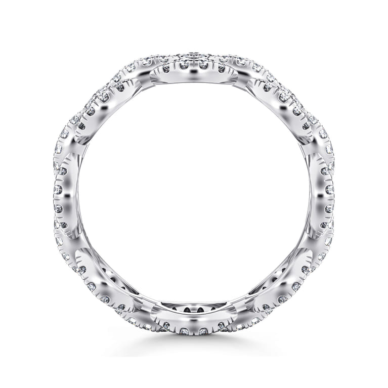 Eternity Band Wedding Ring in 14k White Gold with Round Natural Diamond at Gabriel & Co. - Shot 2