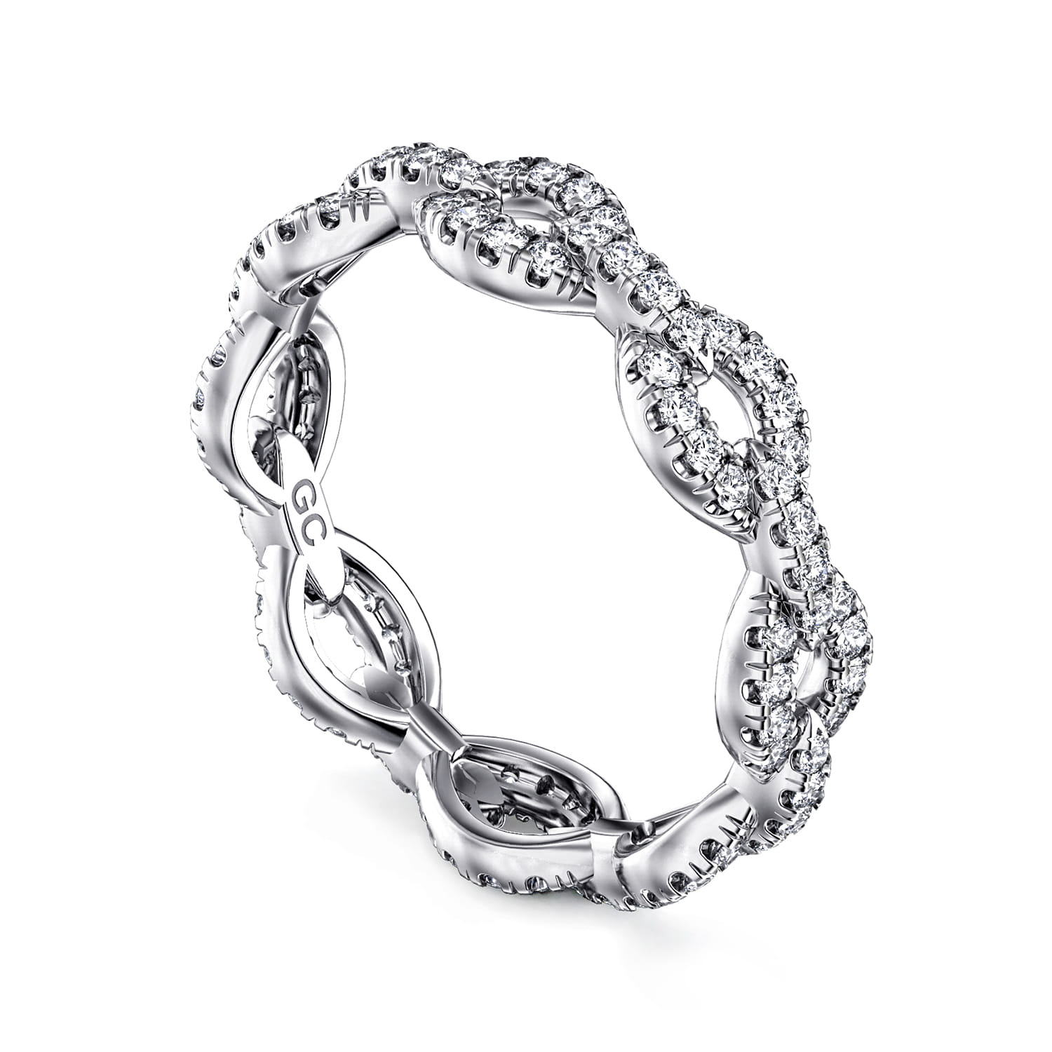 Eternity Band Wedding Ring in 14k White Gold with Round Natural Diamond at Gabriel & Co. - Shot 3