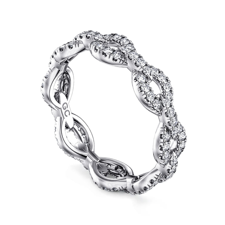 Eternity Band Wedding Ring in 14k White Gold with Round Natural Diamond at Gabriel & Co. - Shot 3