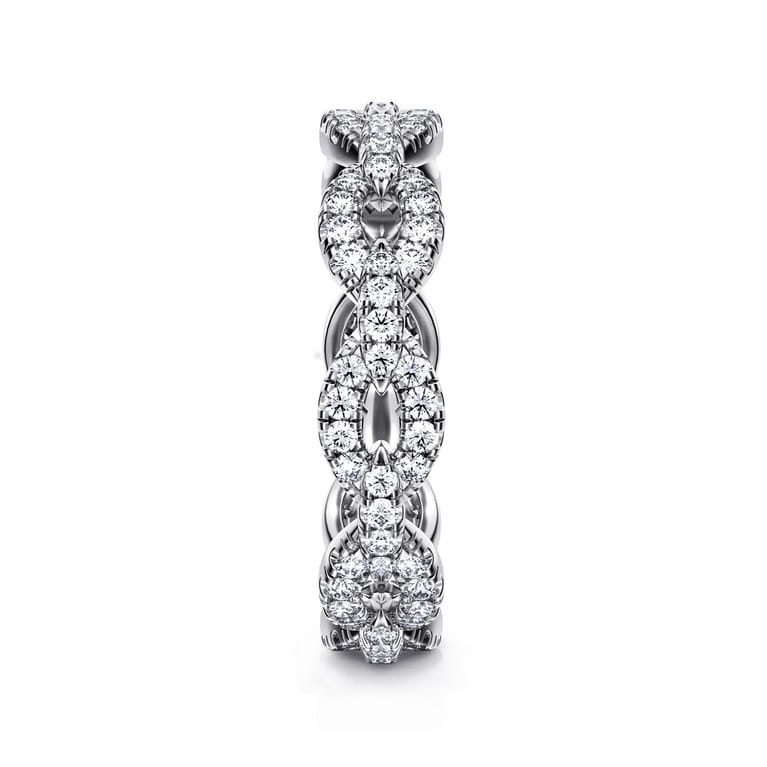 Eternity Band Wedding Ring in 14k White Gold with Round Natural Diamond at Gabriel & Co. - Shot 4