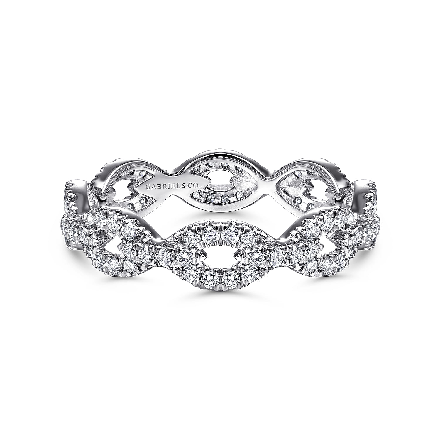 Eternity Band Wedding Ring in 14k White Gold with Round Natural Diamond at Gabriel & Co. - Shot 1