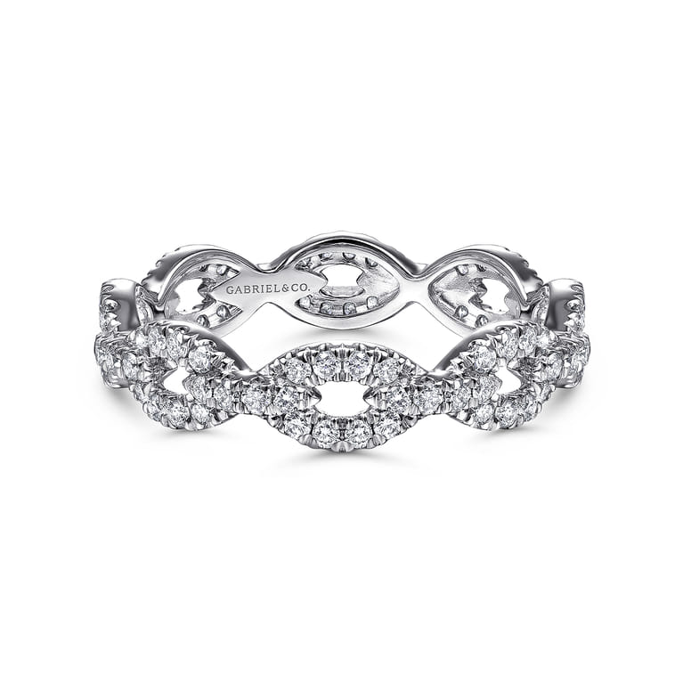 Eternity Band Wedding Ring in 14k White Gold with Round Natural Diamond at Gabriel & Co. - Shot 1