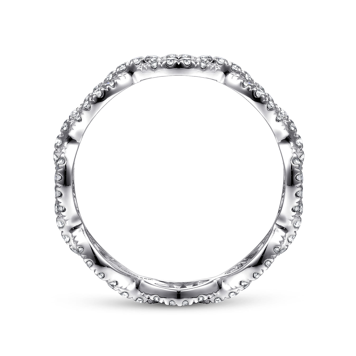 Eternity Band Wedding Ring in 14k White Gold with Round Natural Diamond at Gabriel & Co. - Shot 2