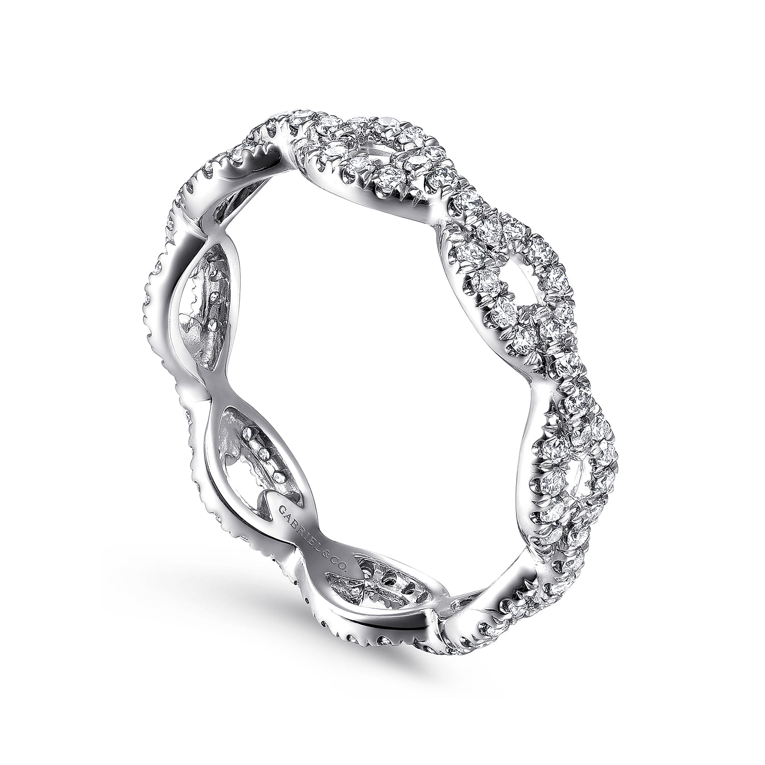 Eternity Band Wedding Ring in 14k White Gold with Round Natural Diamond at Gabriel & Co. - Shot 3