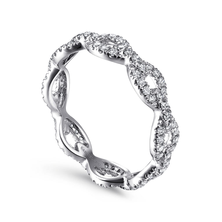 Eternity Band Wedding Ring in 14k White Gold with Round Natural Diamond at Gabriel & Co. - Shot 3