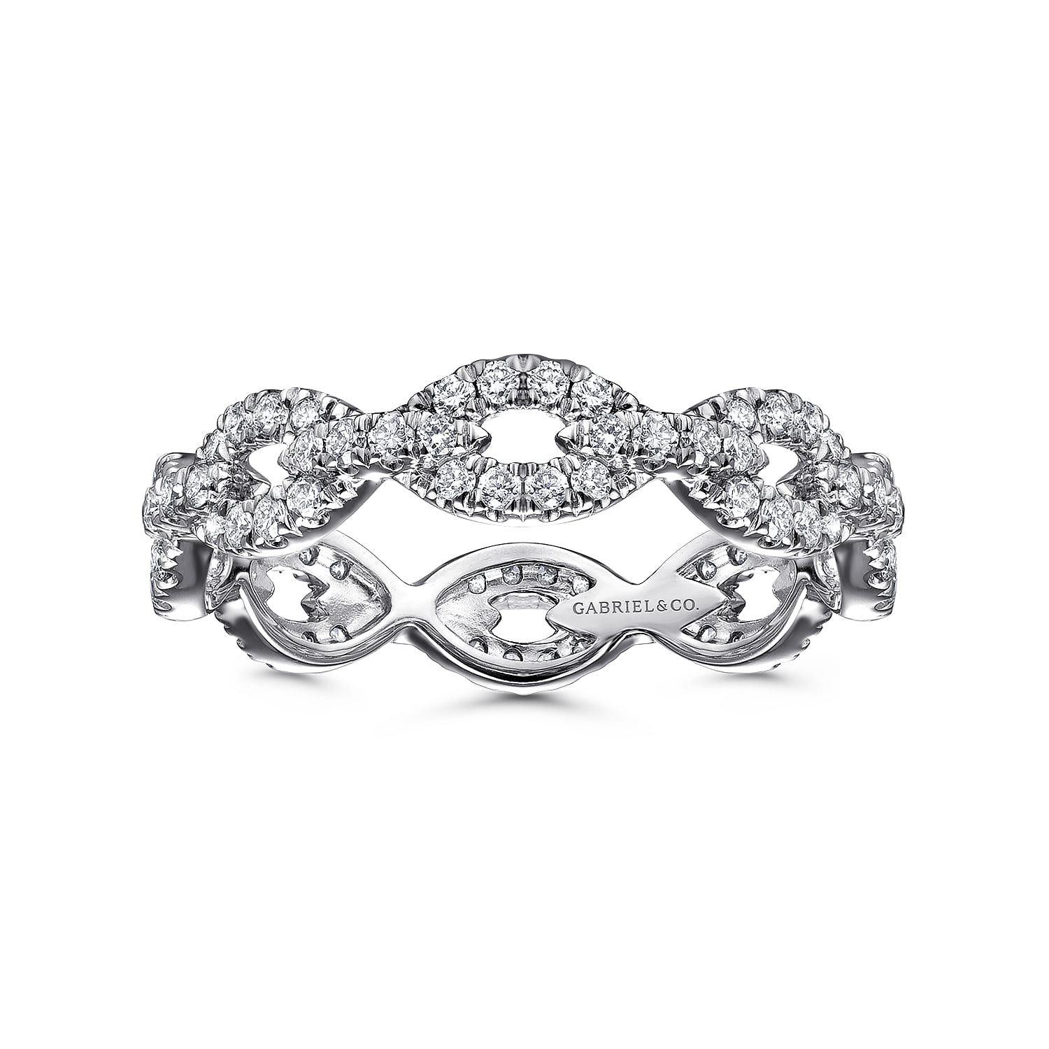 Eternity Band Wedding Ring in 14k White Gold with Round Natural Diamond at Gabriel & Co. - Shot 4