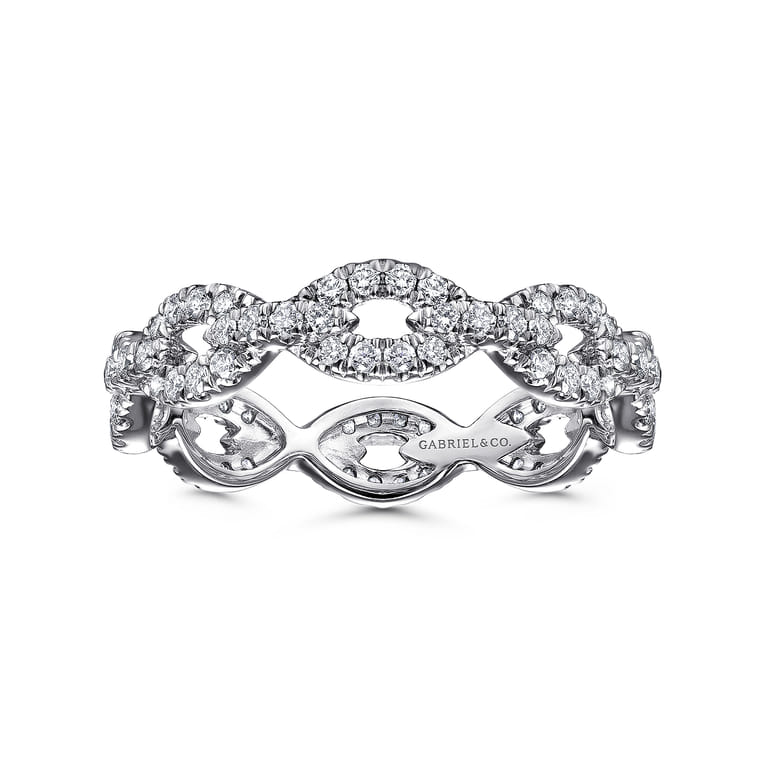 Eternity Band Wedding Ring in 14k White Gold with Round Natural Diamond at Gabriel & Co. - Shot 4