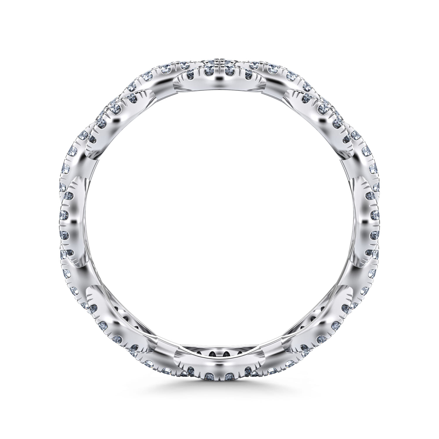 Eternity Band Wedding Ring in 14k White Gold with Round Natural Diamond at Gabriel & Co. - Shot 2