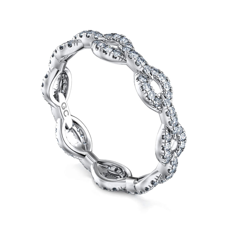 Eternity Band Wedding Ring in 14k White Gold with Round Natural Diamond at Gabriel & Co. - Shot 3