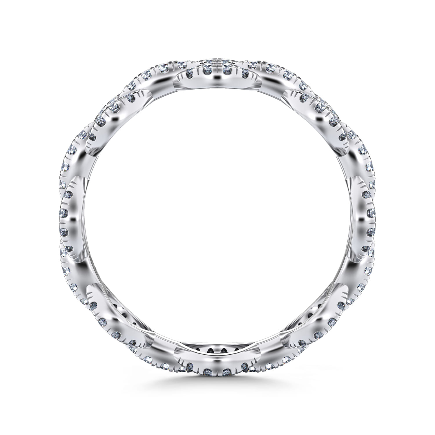 Eternity Band Wedding Ring in 14k White Gold with Round Natural Diamond at Gabriel & Co. - Shot 2
