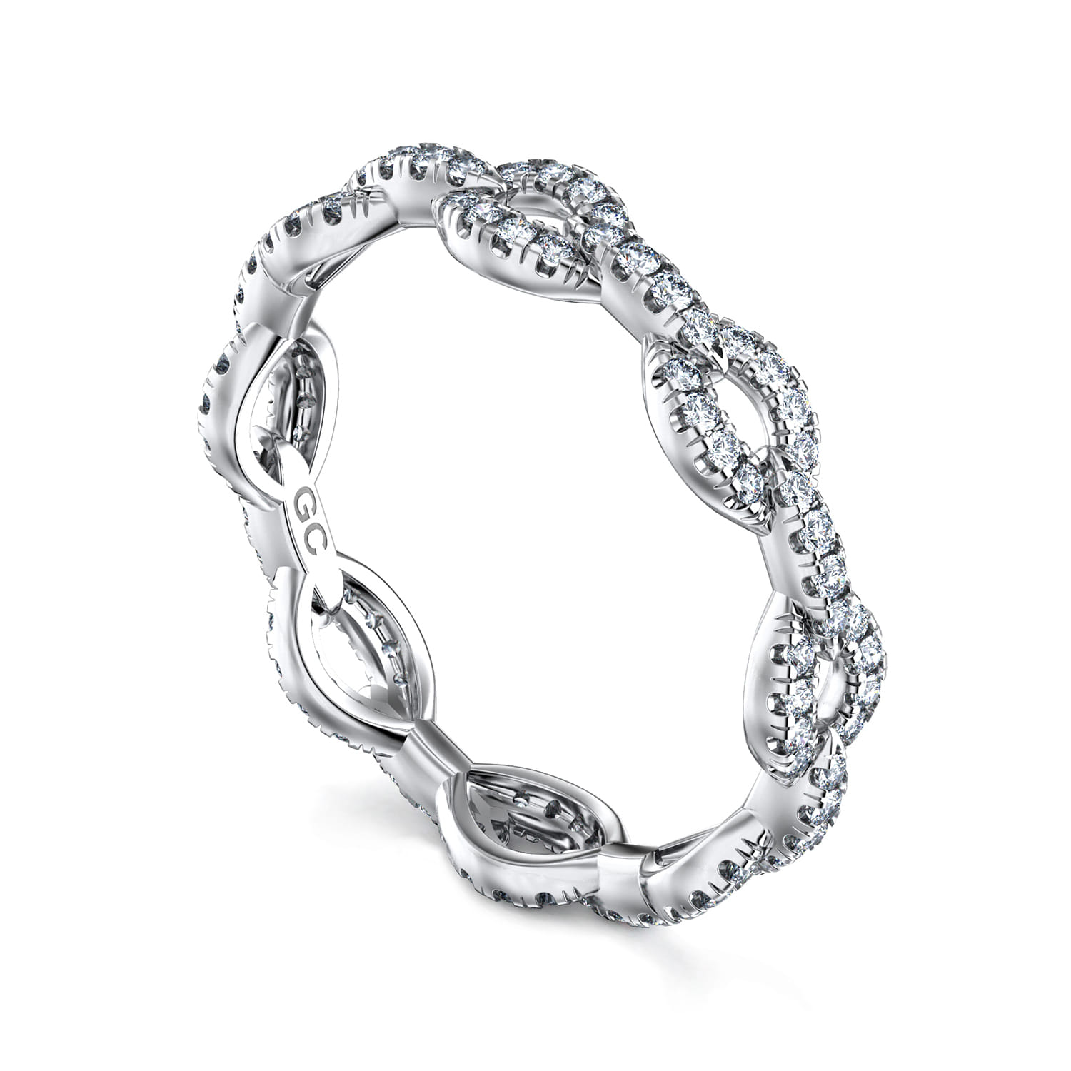 Eternity Band Wedding Ring in 14k White Gold with Round Natural Diamond at Gabriel & Co. - Shot 3