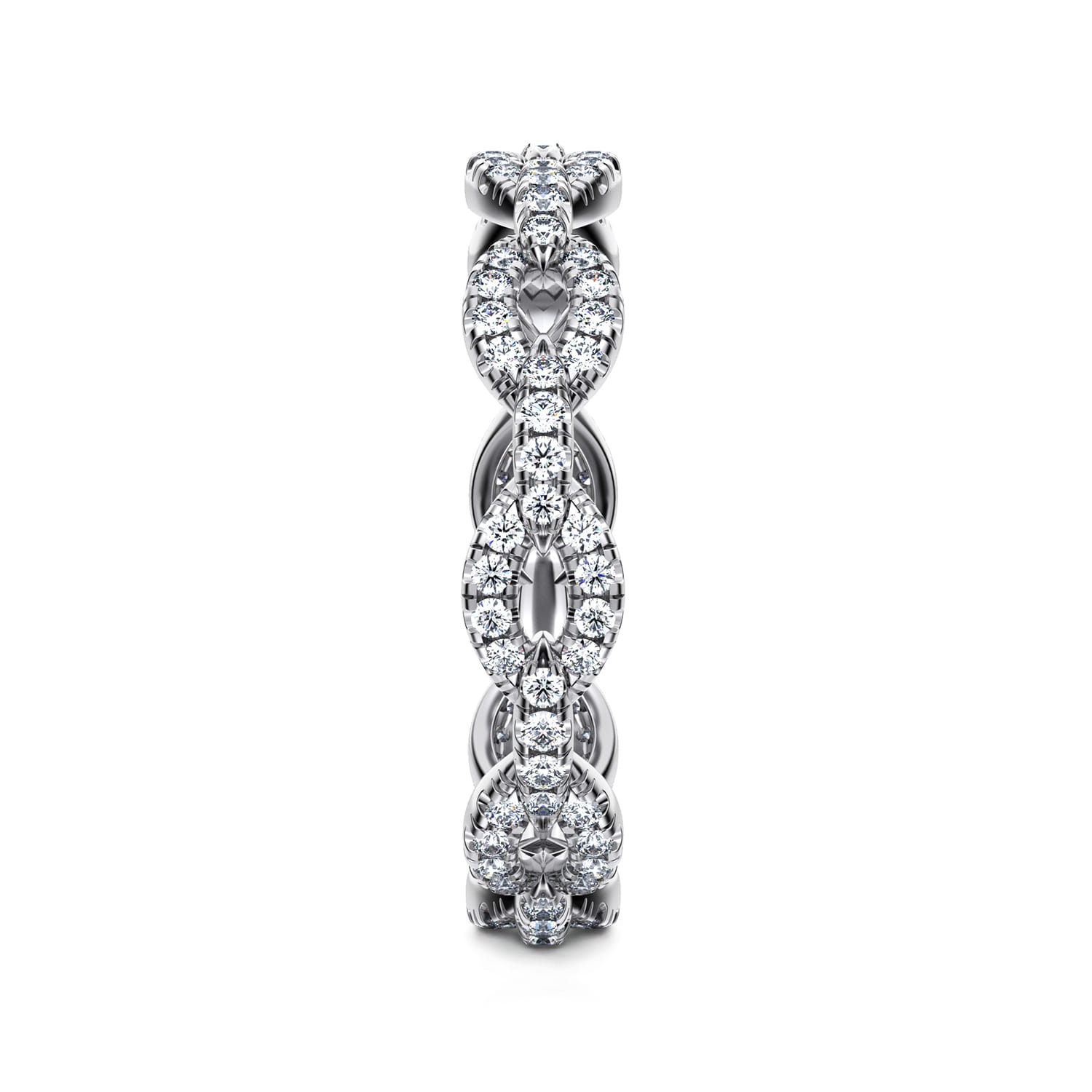 Eternity Band Wedding Ring in 14k White Gold with Round Natural Diamond at Gabriel & Co. - Shot 4