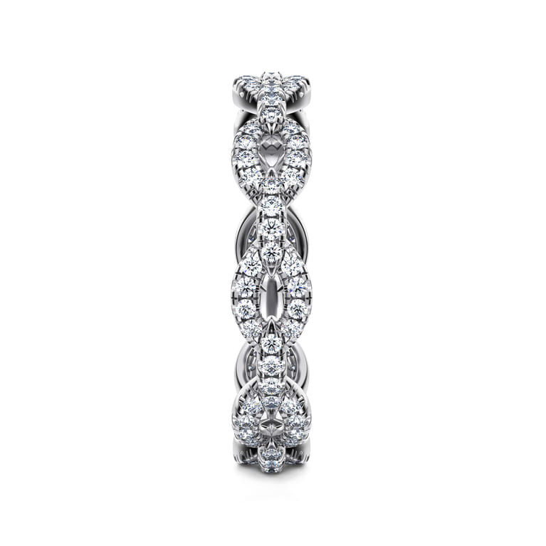 Eternity Band Wedding Ring in 14k White Gold with Round Natural Diamond at Gabriel & Co. - Shot 4